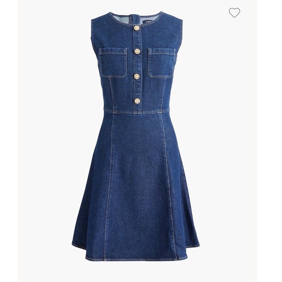 J.Crew Dresses & Skirts - J.Crew Denim A-Line Mini Dress Dark Wash Pearl Floral Buttons Size 10 Sleeveless